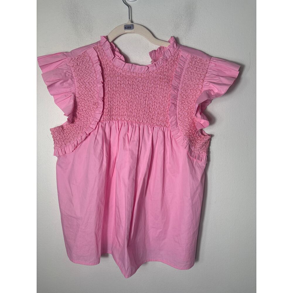 Pink Smocked Flutter Sleeve Women’s Top